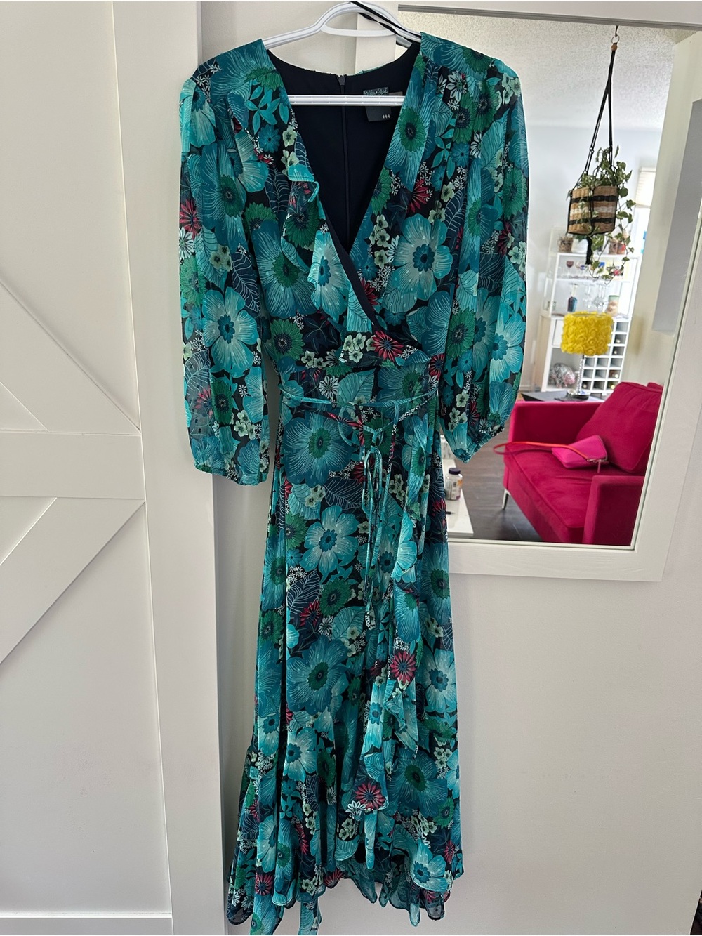 Gabby Skye Teal Floral Wrap Maxi Dress